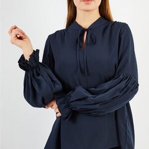 Haute Hippie Puff Sleeve Knot Back Blouse